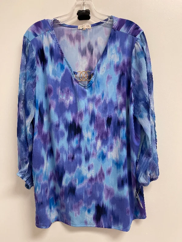 women's long sleeve tops for fallBlue & Purple Top Long Sleeve Clothes Mentor, Size 3x