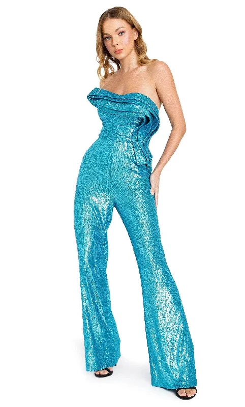 women's jumpsuits for yogaNicole Bakti 7215 - Sequin Jumpsuit