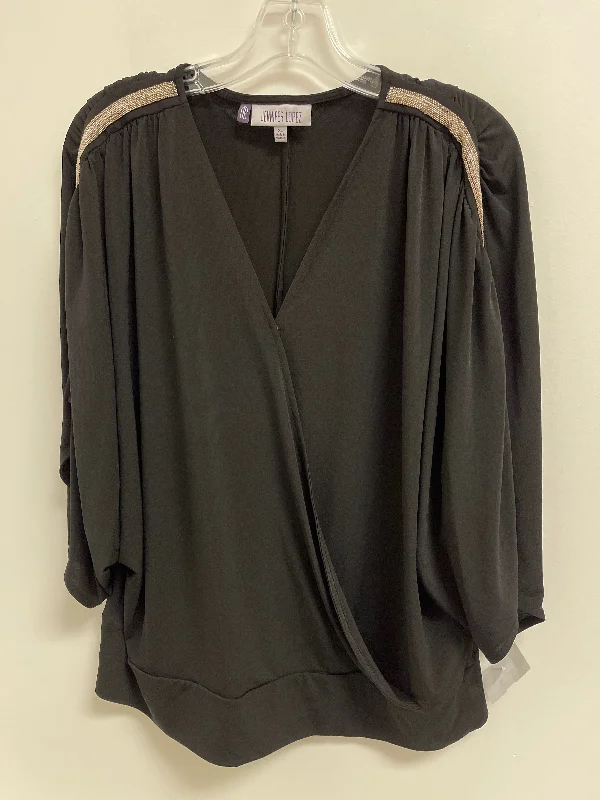 women's long sleeve tops with trendy patternsBlack & Gold Top Long Sleeve Jennifer Lopez, Size Xl