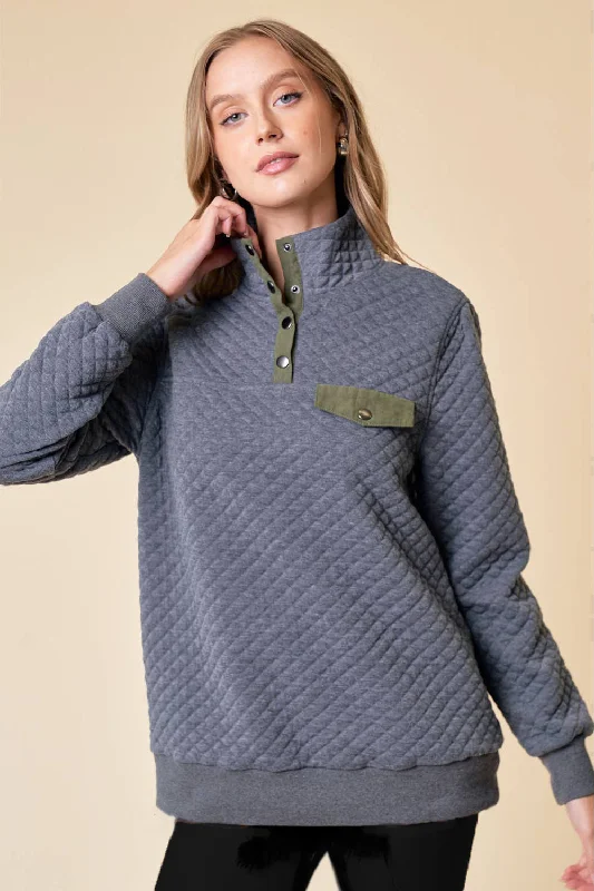 women's tops for glamorous eveningsGray & Olive Diamond Pullover