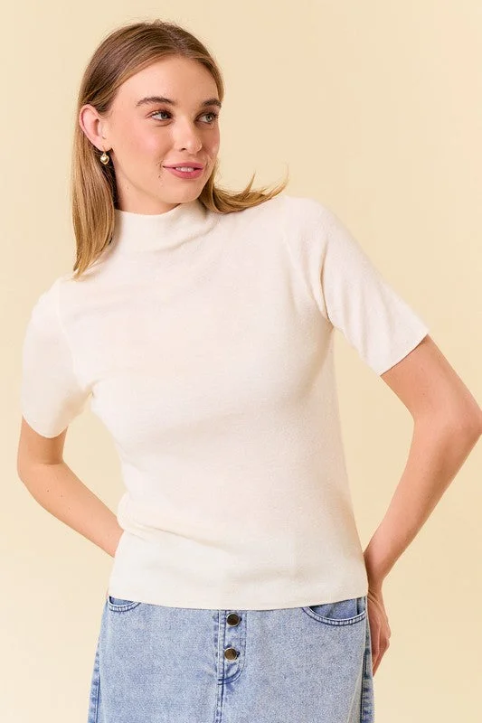 women's tops for those who want to add a pop of color to their outfitsMock Neck Half Sleeve Top - 3 colors!