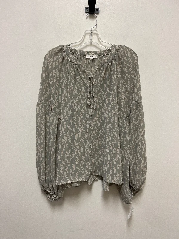 women's long sleeve tops with vintage stylesGrey Top Long Sleeve Mine, Size L