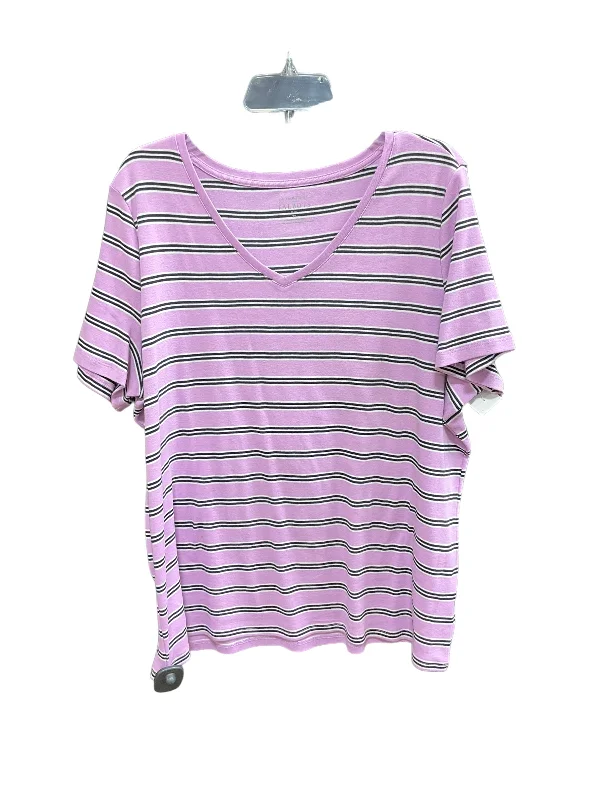 women's T-shirts with lace-up backsPurple Top Short Sleeve Talbots, Size 2x