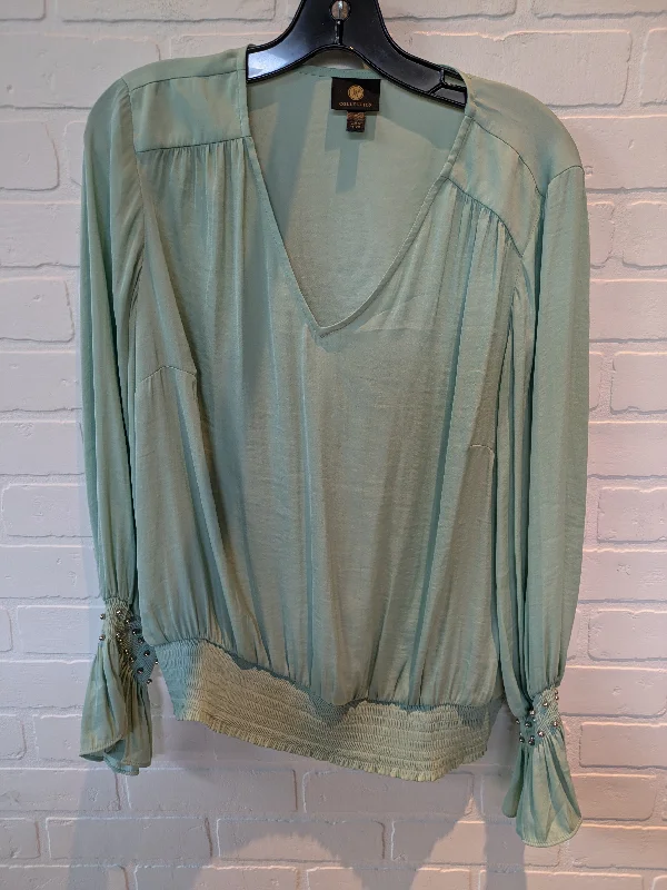 women's long sleeve tops made of cashmereGreen Top Long Sleeve Jm Collections, Size M