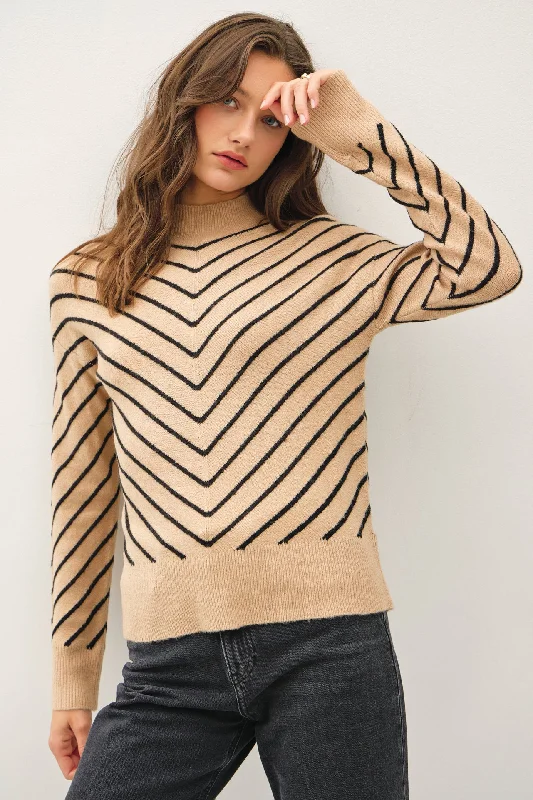 women's tops for those who value both quality and affordabilityDiagonal Stripe Mock Top