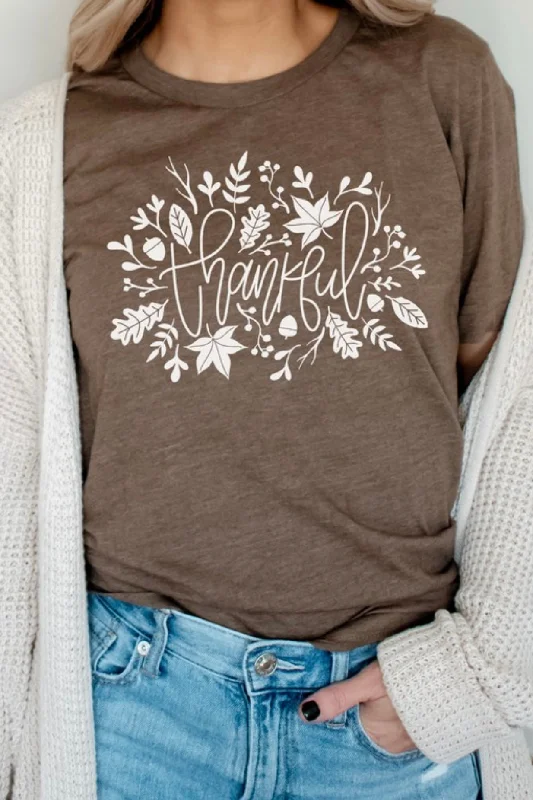 cropped women's topsThankful Brown Graphic Tee - FINAL SALE