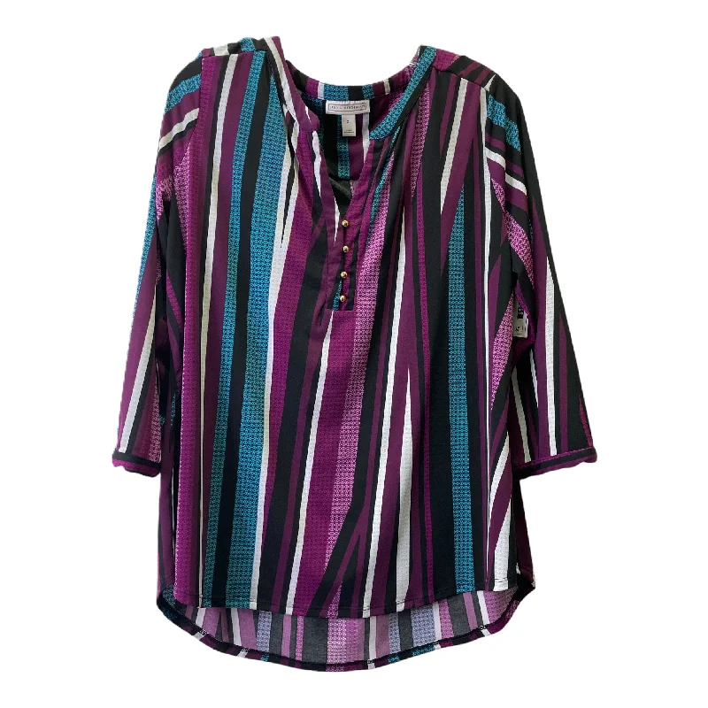 women's long sleeve tops with abstract designsPurple Top Long Sleeve By Dana Buchman, Size: Xl