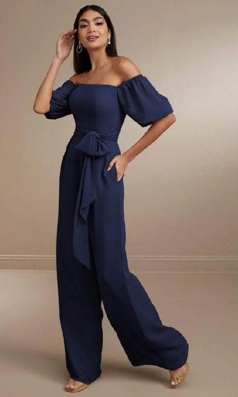 women's jumpsuits for wrinkle-resistant materialsChristina Wu Celebration 22171 - Off-Shoulder Chiffon Jumpsuit