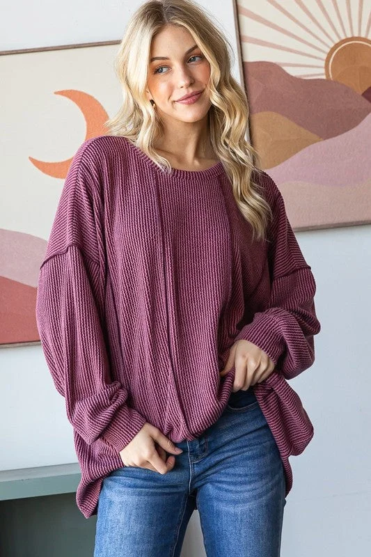 women's stylish topsRibbed Oversized Fit Tops - 2 Colors! - FINAL SALE