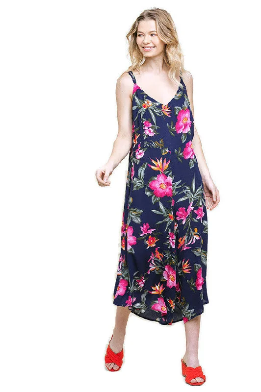 women's jumpsuits with buttonsBlooming Beauty Floral Jumpsuit, Navy