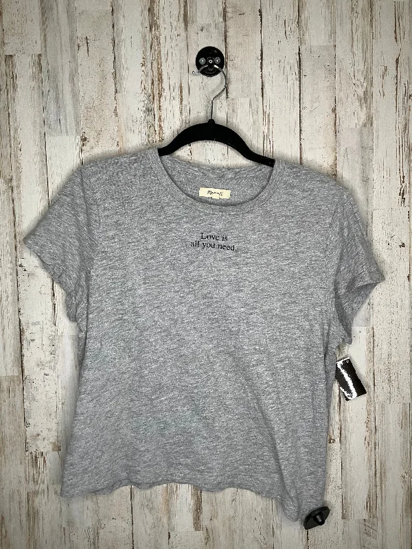 women's T-shirts with pocket accentsGrey Top Short Sleeve Basic Madewell, Size Xl