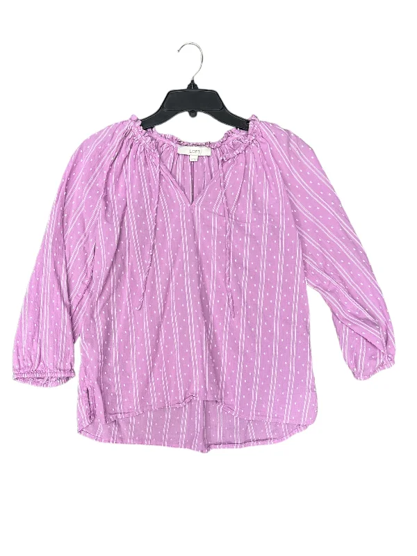 women's long sleeve tops with off-the-shoulder cutsPink Top Long Sleeve Loft, Size S