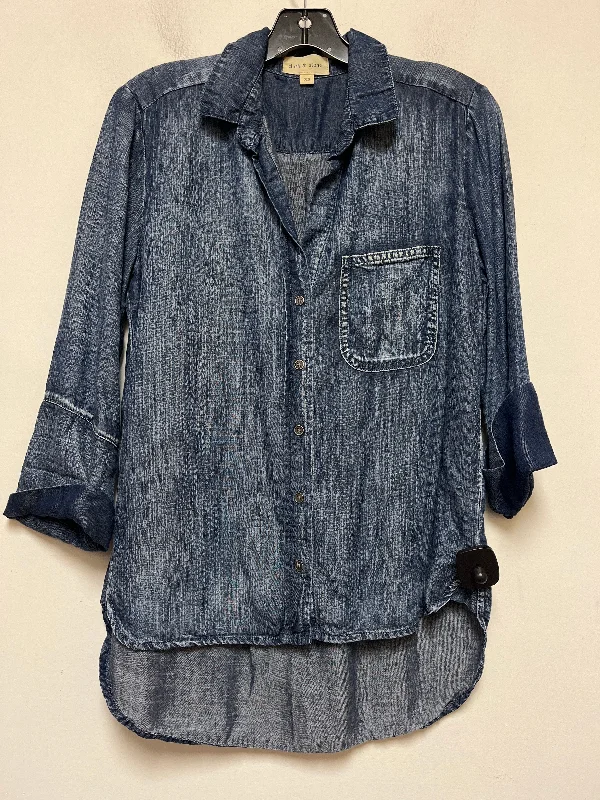 women's long sleeve tops with bohemian vibesBlue Denim Top Long Sleeve Cloth & Stone, Size Xs