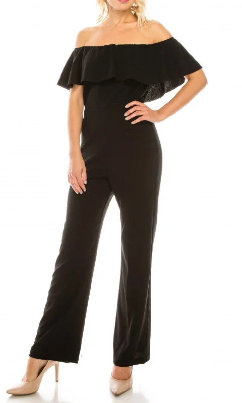 women's jumpsuits for partiesBebe - Flounce Draped Off Shoulder Jumpsuit 701661SC