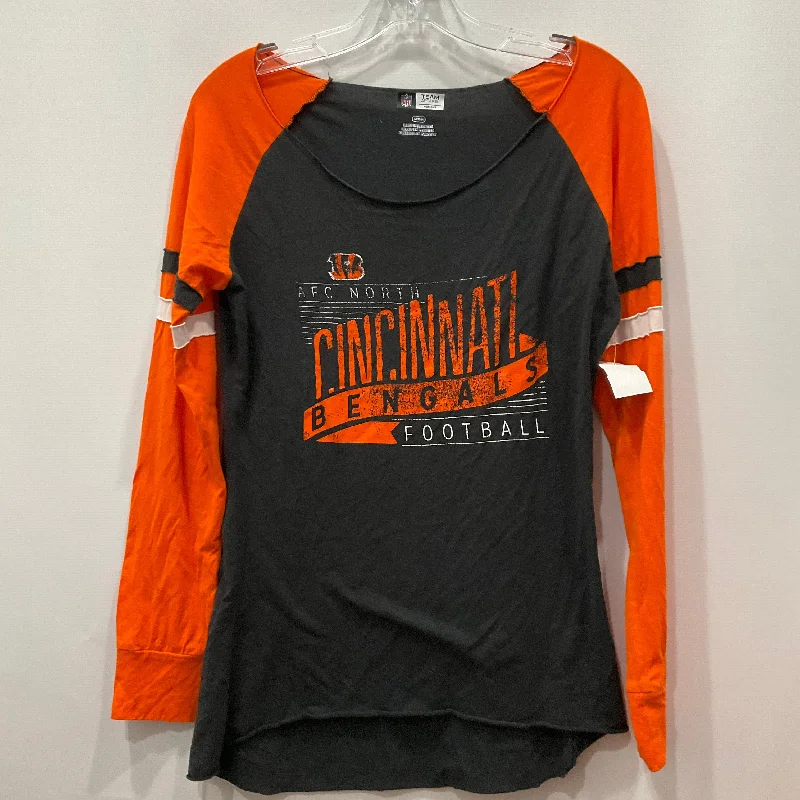 women's long sleeve tops for formal eventsGrey & Orange Top Long Sleeve Nfl, Size M