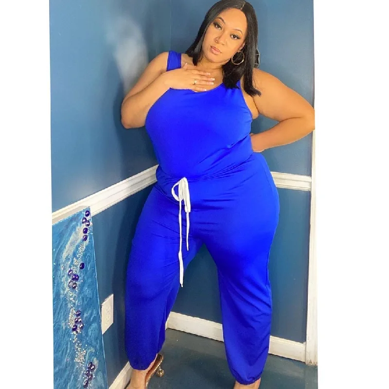 women's jumpsuits with belt loopsFinal Sale Plus Size Tank Jumpsuit in Royal Blue