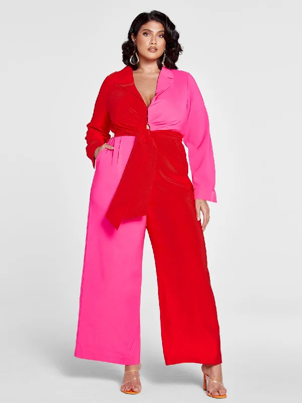 women's formal jumpsuitsShowing Up Showing Out Colorblock Jumpsuit - Patrick Starrr x FTF