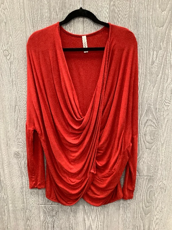 women's long sleeve tops made of silkRed Top Long Sleeve Cubism, Size M