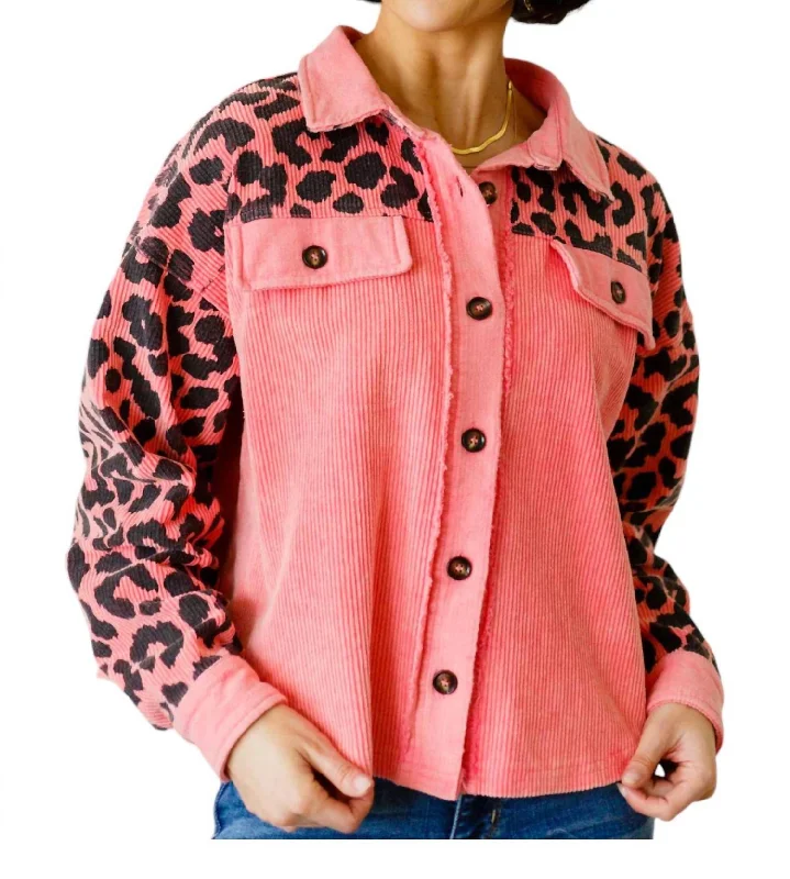 women's coats for minimalist aestheticsFree Spirit Animal Print Jacket In Pink