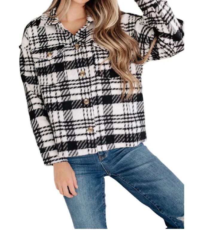 women's coats for winter sports enthusiastsKate Plaid Jacket In Black & White