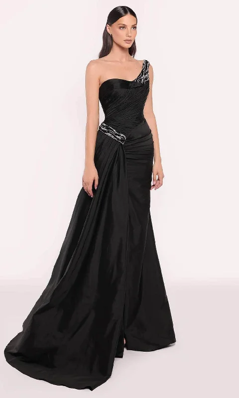 women's maternity dressesTarik Ediz 98742 - Beaded One Shoulder Evening Gown