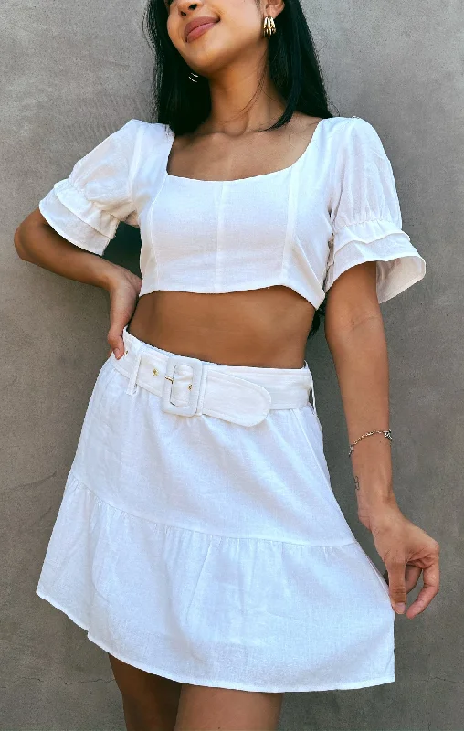 women's A-line skirtsFiona Skirt ~ White Linen