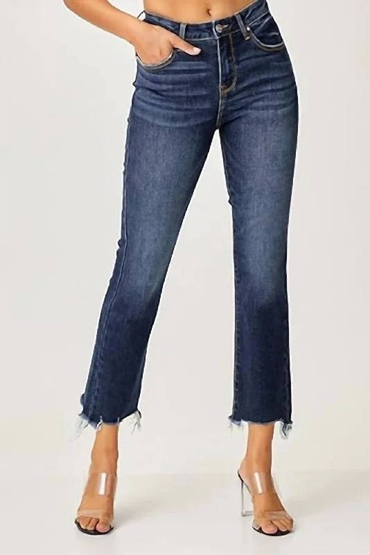 women's black denim jeansHigh Rise Straight Leg Jean In Dark Blue