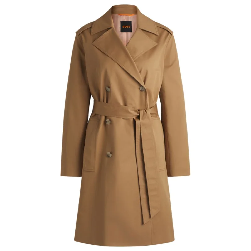 women's coats for formal eventsWater-repellent trench coat in stretch-cotton gabardine