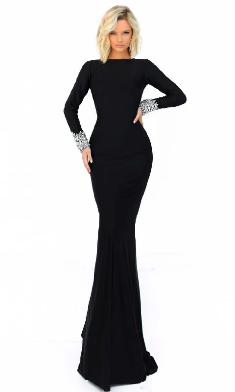 women's stretch dressesTarik Ediz - 51016 Jewel Fitted Evening Dress