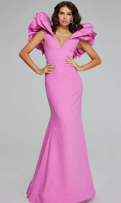 women's pear-shaped body dressesJovani 40663 - Ruffle Trimmed Evening Gown