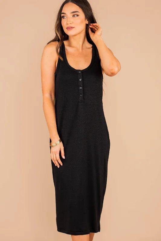 women's retro dressesZ Supply: Black Meridian Midi Dress