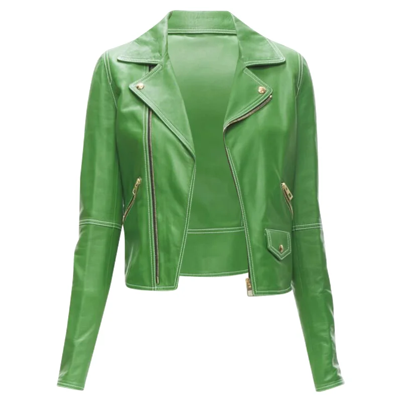 women's coats for relaxed weekendsLoewe Kelly leather moto biker jacket