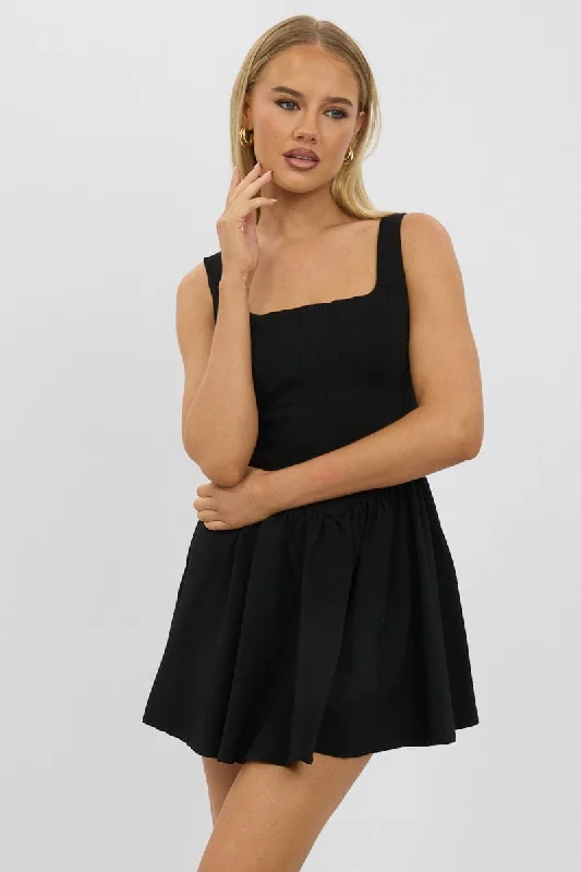 women's designer dressesBlack Fit And Flare Dress Mini