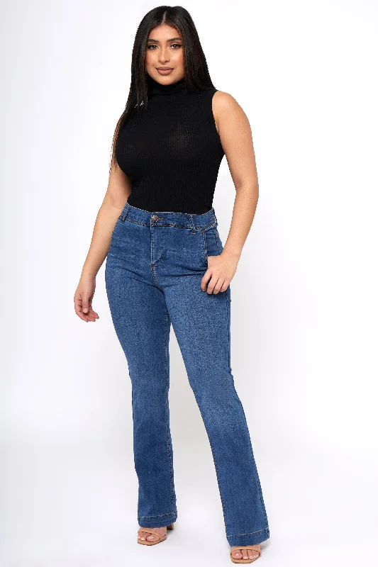 women's stretch denim jeansOh So 90's - Flare Trousers