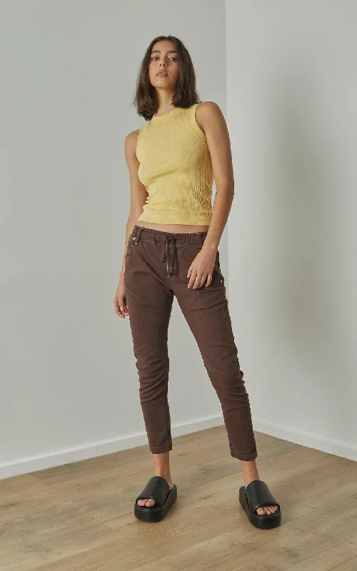 women's cropped denim jeansActive Seal Brown Jeans