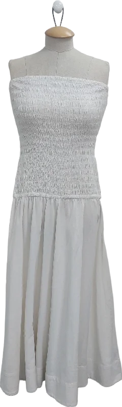 women's tall dressesTopshop White Strapless Shirring Midi Dress UK 10