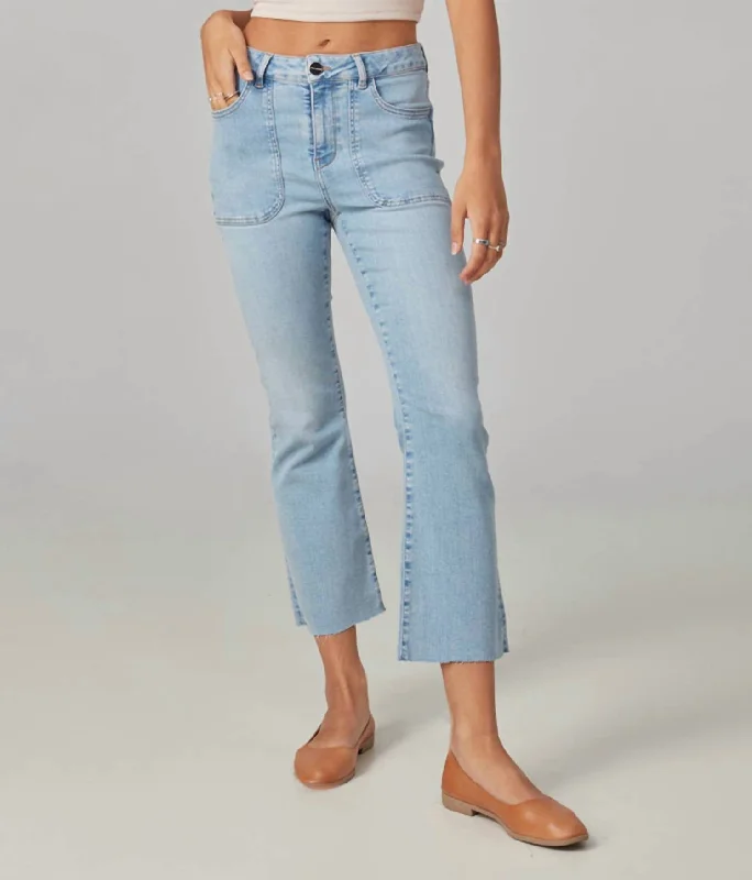 women's denim jeans with patchesBillie High Rise Bootcut Jeans In True Denim