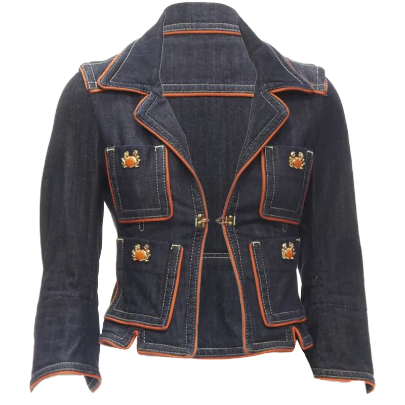 lightweight women's coatsDsquared2 crab denim cropped jacket