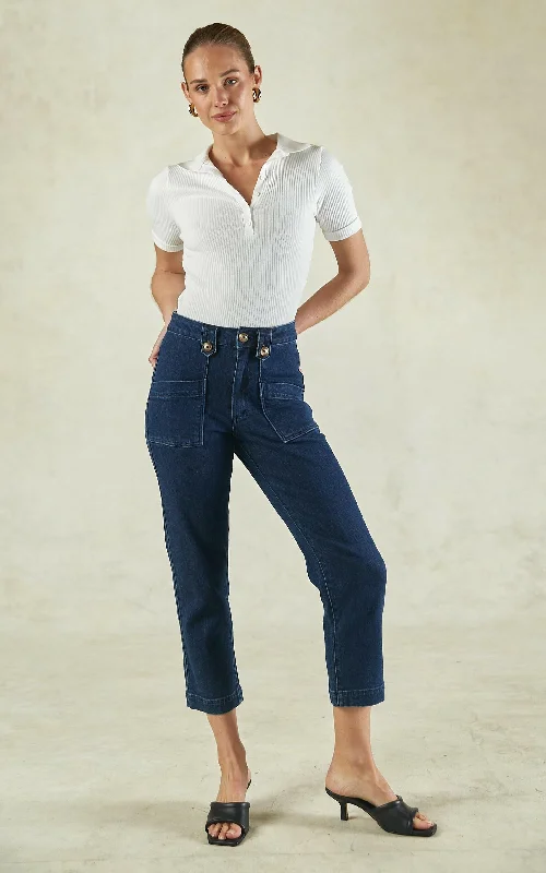 women's denim jeans with cotton blendStella Stretch High Waisted Indigo Trousers