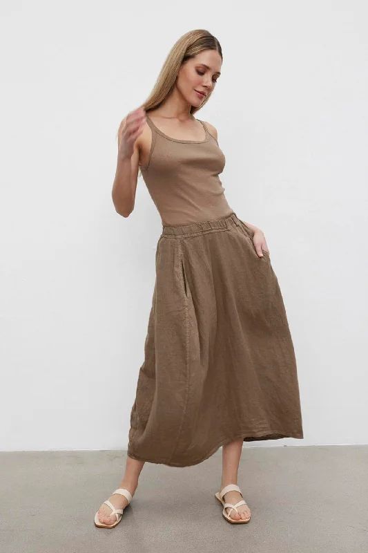 women's button-down high-slit skirts for weddingsFAE LINEN SKIRT