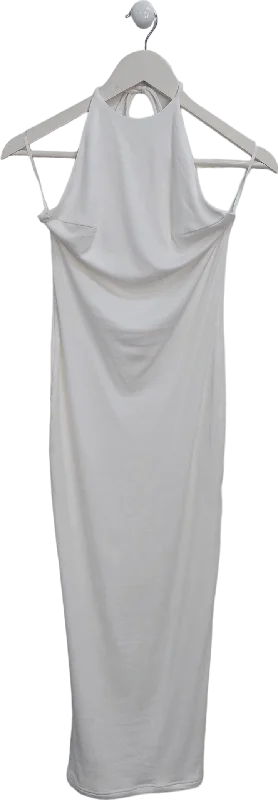 women's flutter-sleeved dressesBayse White Nakia Midi Dress UK S