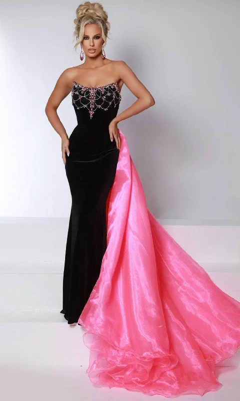 women's flutter-sleeved dressesJohnathan Kayne 2945 - Contrast Overskirt Evening Gown