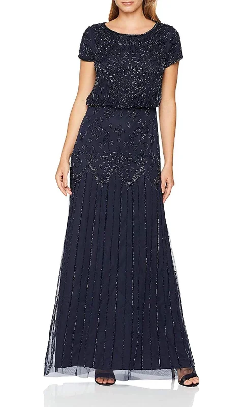 women's machine-washable dressesAdrianna Papell - 191906600 Embellished Mesh Blouson Evening Dress