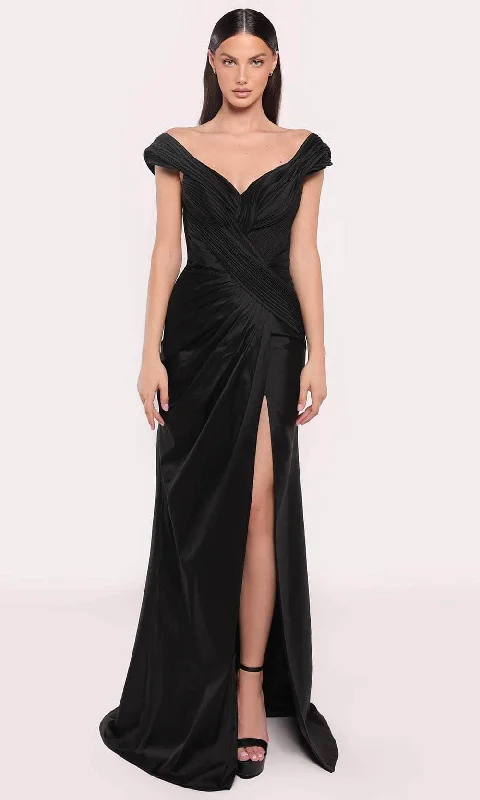 women's vacation dressesTarik Ediz 98721 - Cap Sleeve V-Neck Evening Gown