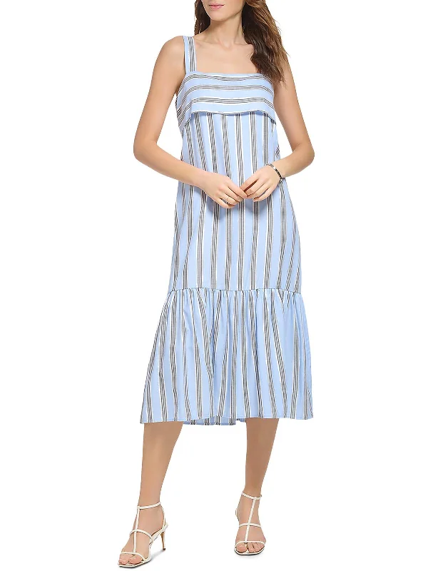 women's glam dressesWomens Metallic Striped Midi Dress