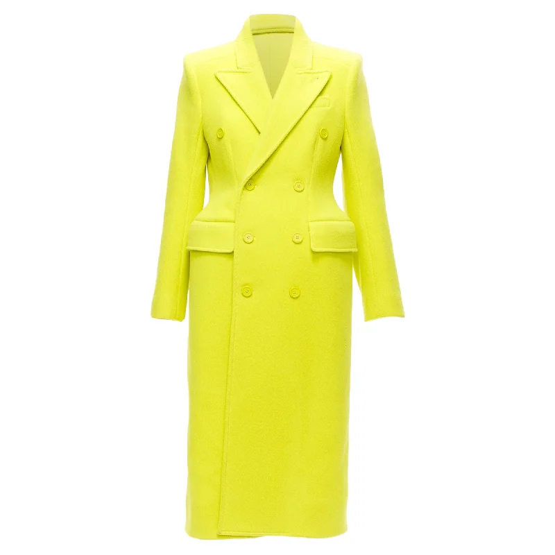 women's coats for everyday wear and tearBalenciaga Hourglass bright wool double breasted peplum coat