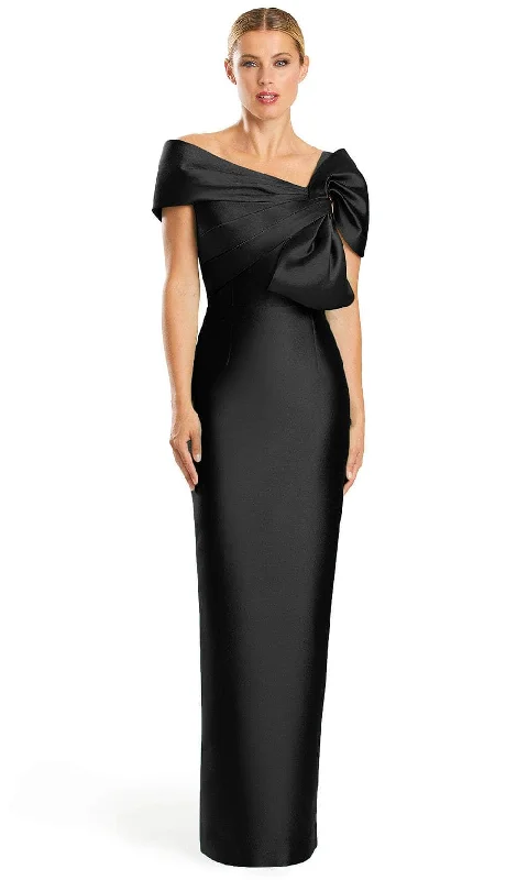 women's cinched-waist dressesAlexander by Daymor 1885F23 - Off-Shoulder Bow Accented Evening Dress