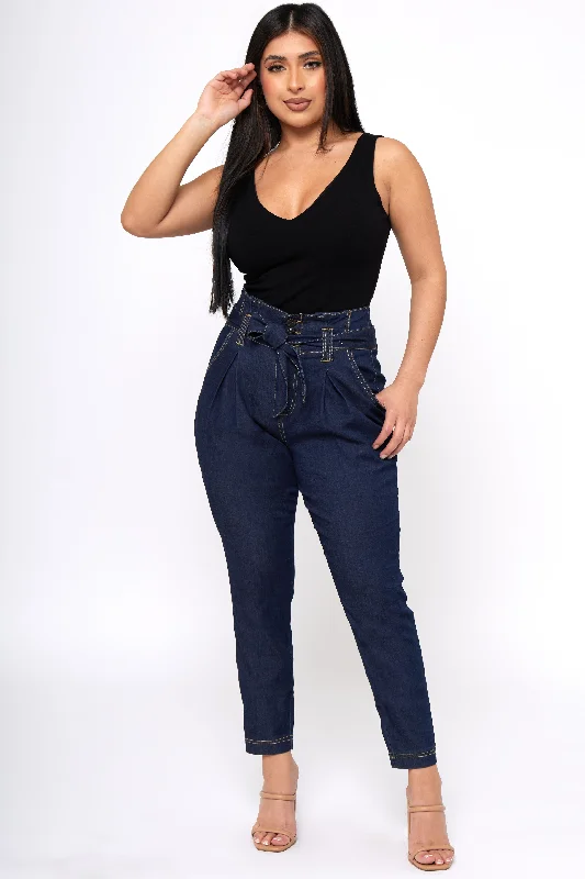 women's denim jeans for a night at the clubI Got it From My Mama - Paper Bag Waist Jeans