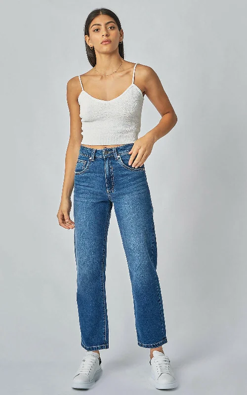 women's denim jeans for autumnEvie Wide Leg Blur Blue Jeans