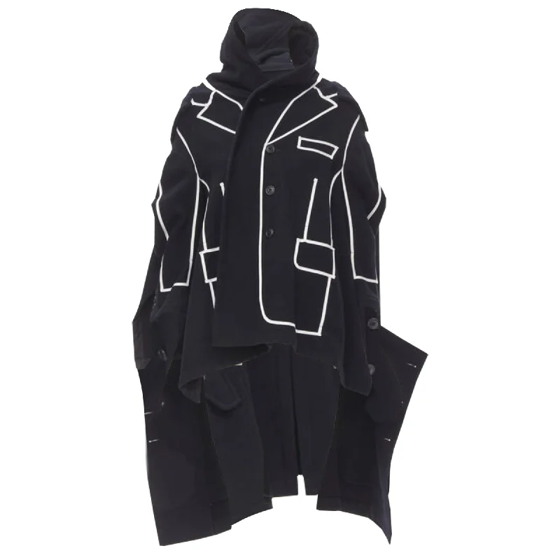 women's coats with belted waistsComme Des Garcons trompe l'oeil piping trench coat